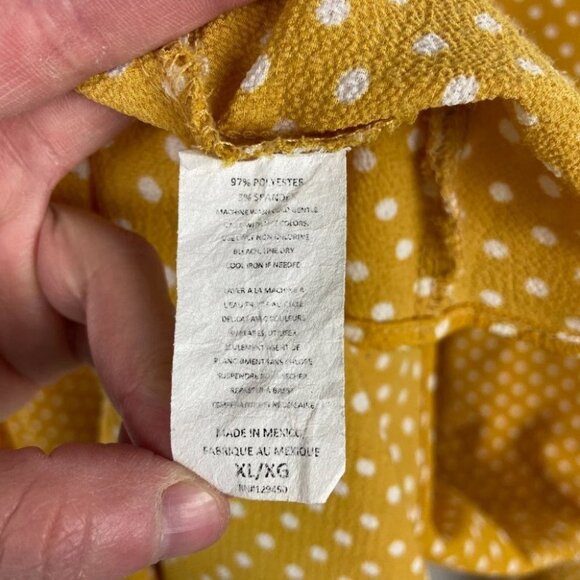 Como Vintage Bohemian Mustard Yellow Polka Dot Summer Dress Size XL Sundress - Picture 10 of 16